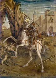 St. George and the Dragon, scen från predellapanelen på altartavlan 